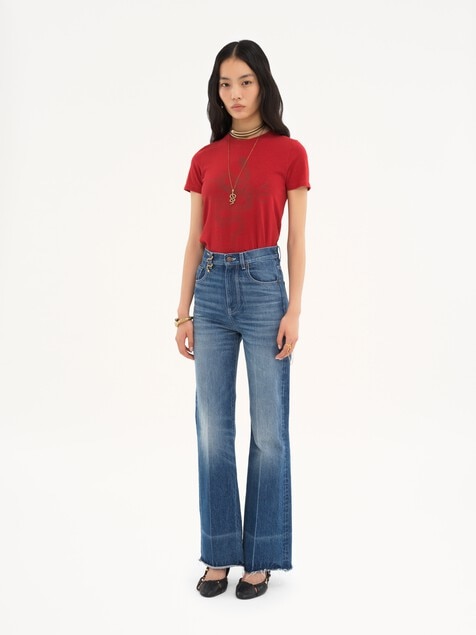 High-rise bootcut jeans in denim
