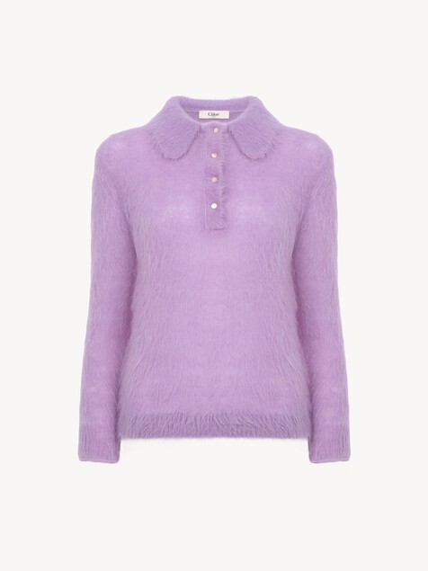 Polo sweater in an alpaca wool-blend knit