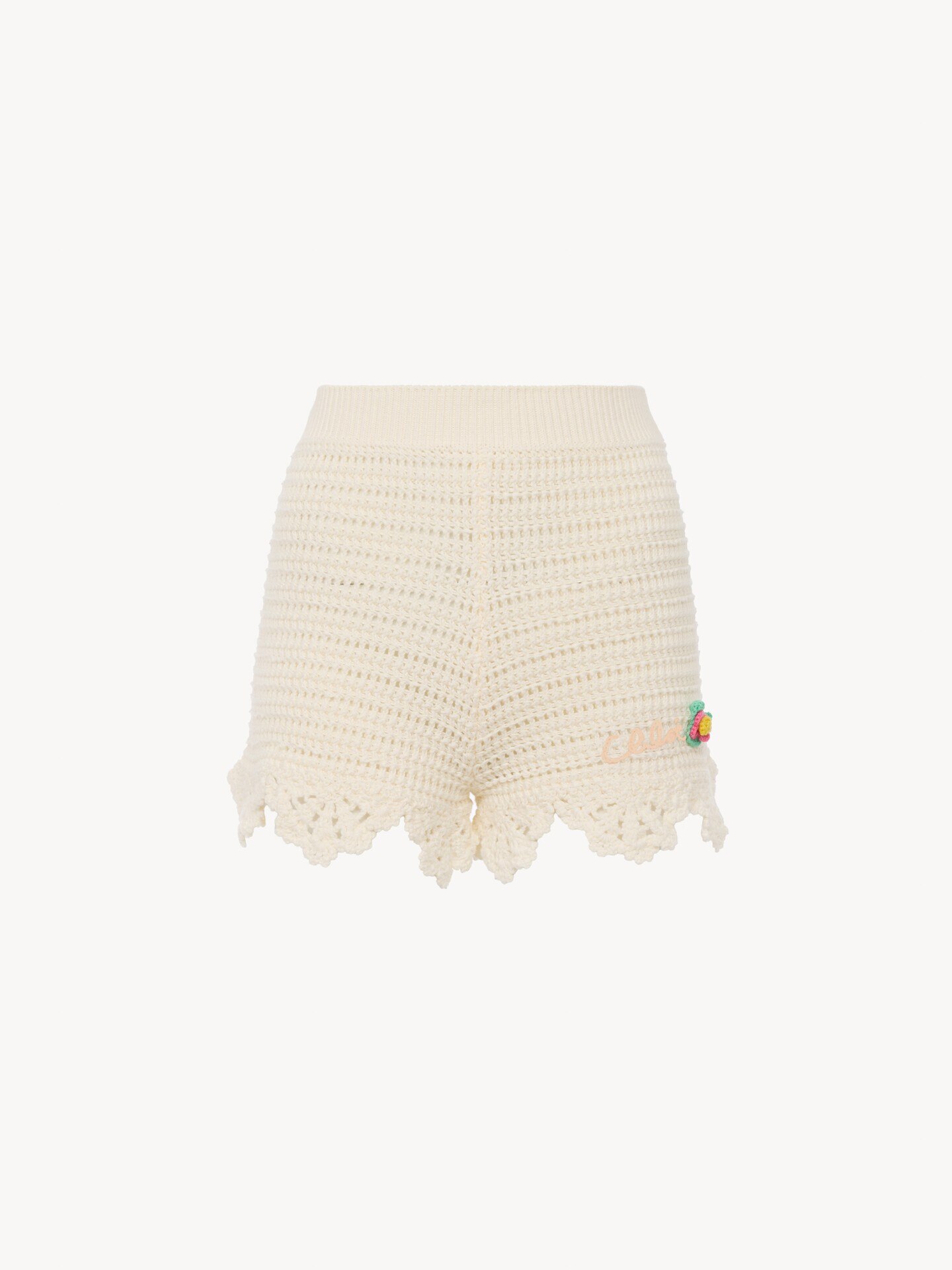 High-waisted logo mini shorts in crochet - 2.0