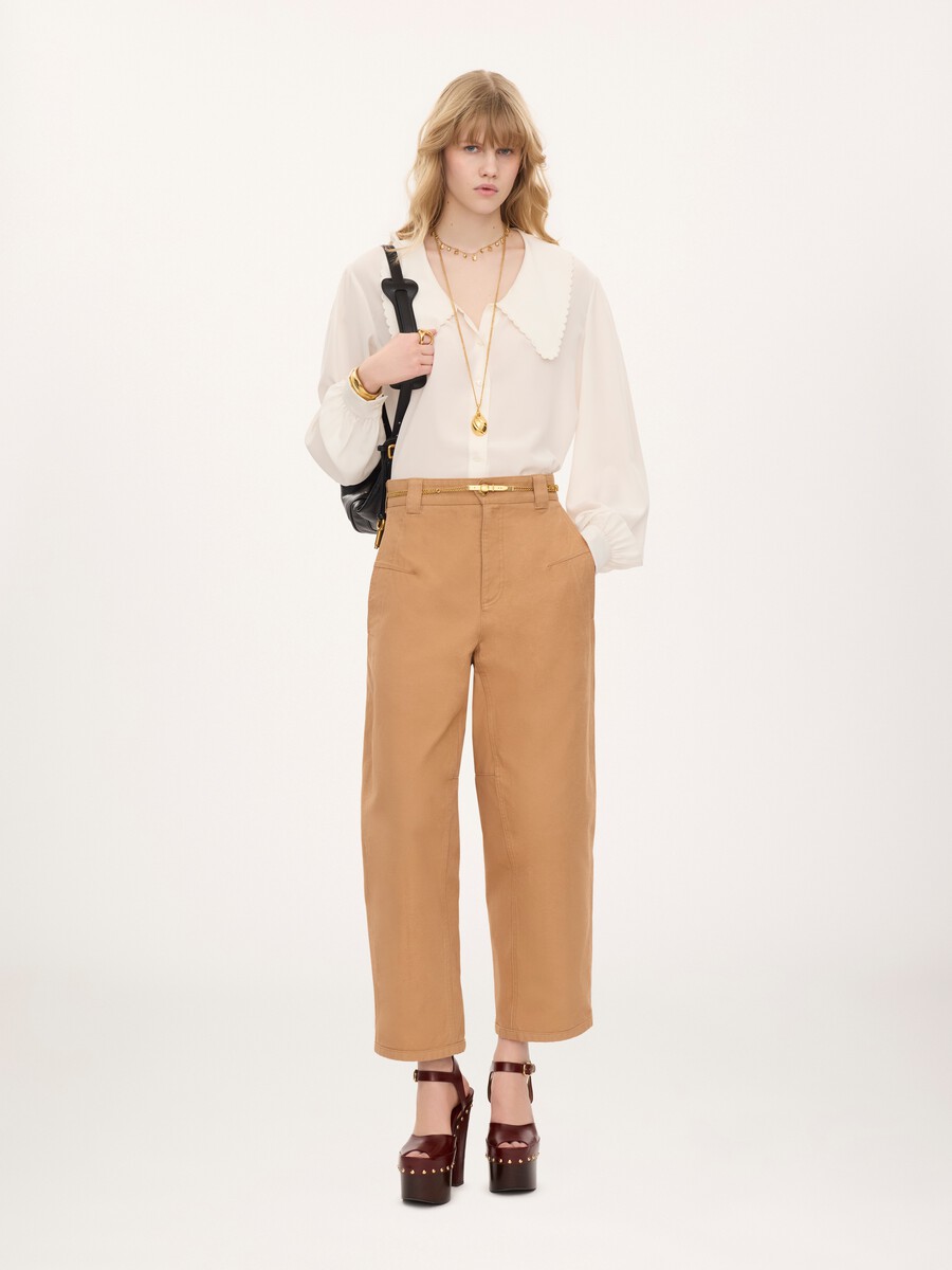 Puff-sleeve blouse in cr&ecirc;pe de chine - 3