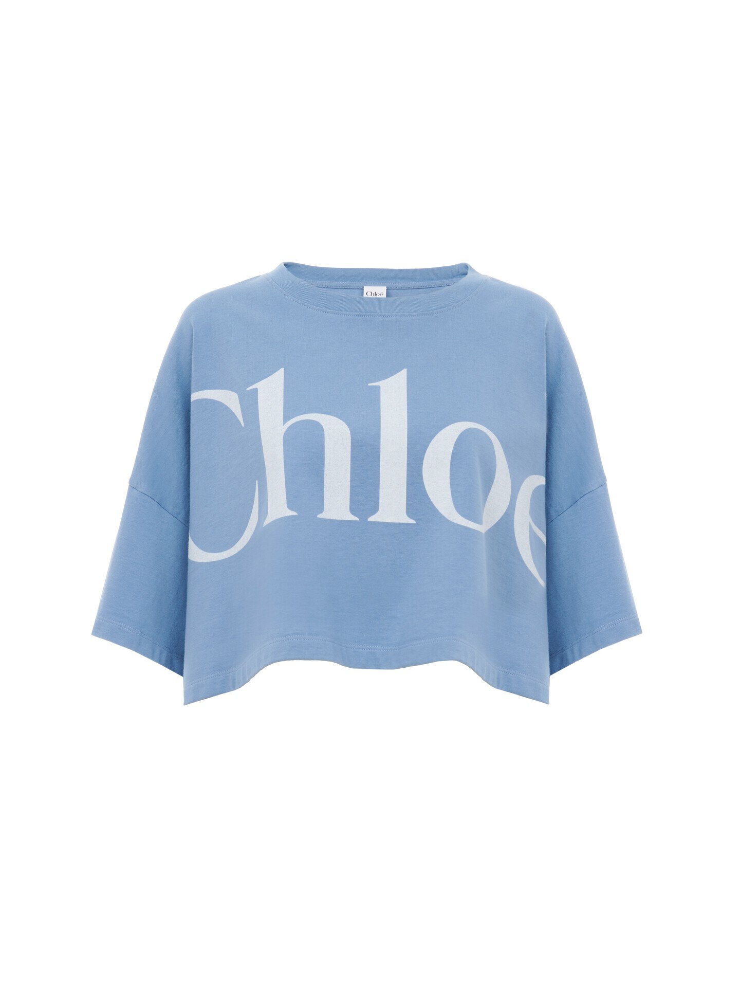 コットンジャージー製クロップドボクシー ロゴ Tシャツ 青 - Chloé