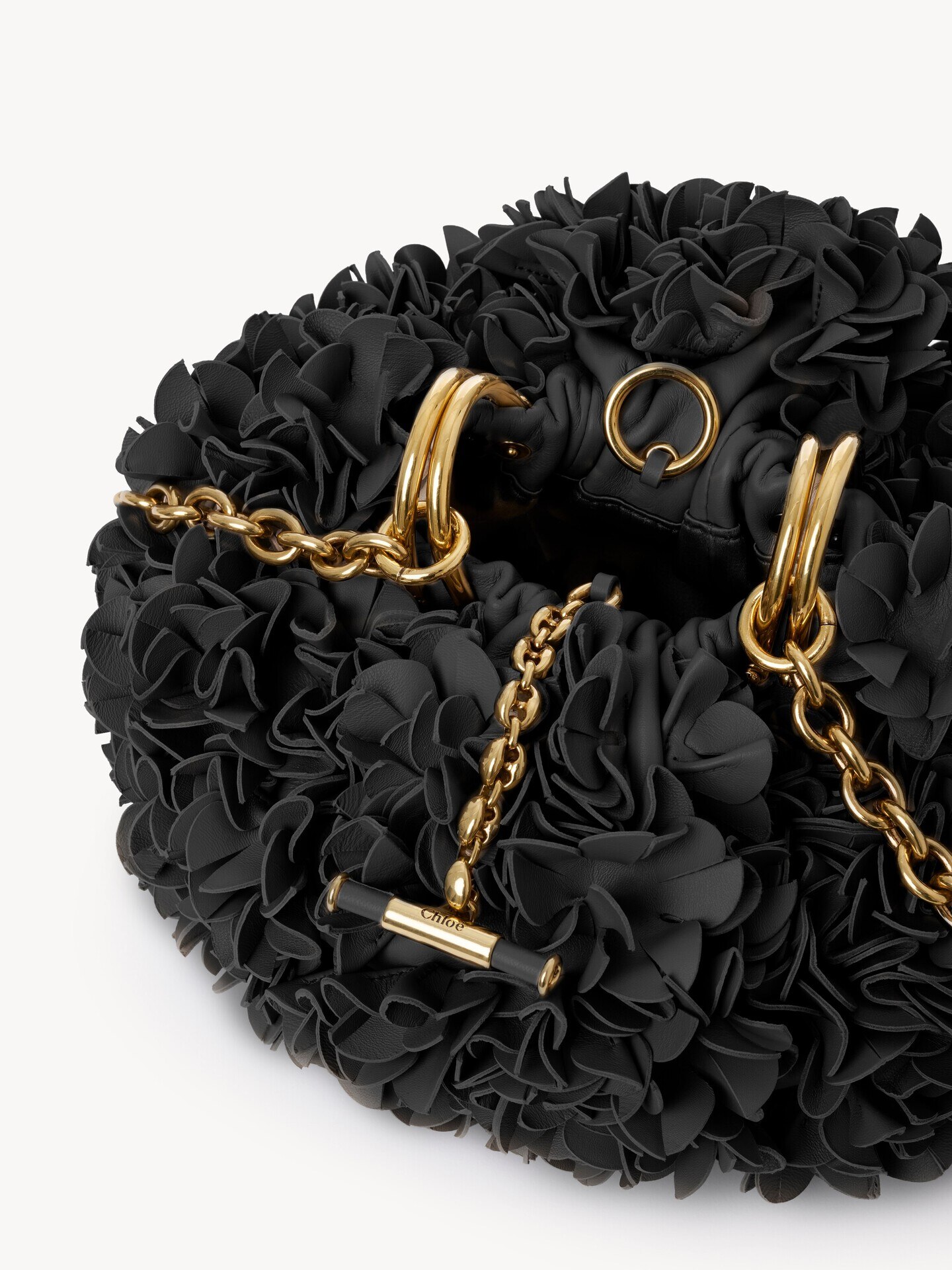 Chlo&eacute; Pliss&eacute; shoulder bag with chain in leather with flowers - 4.0