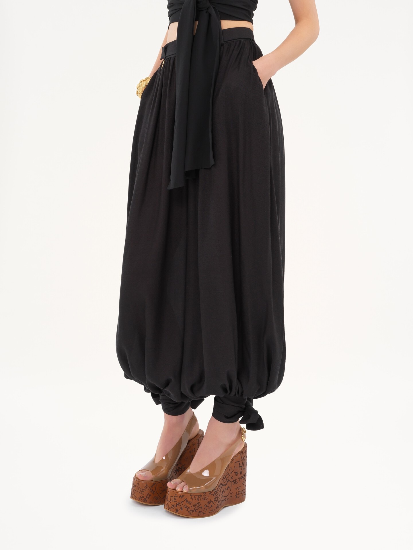 Fluid pleated trousers in silk charmeuse - 3.0