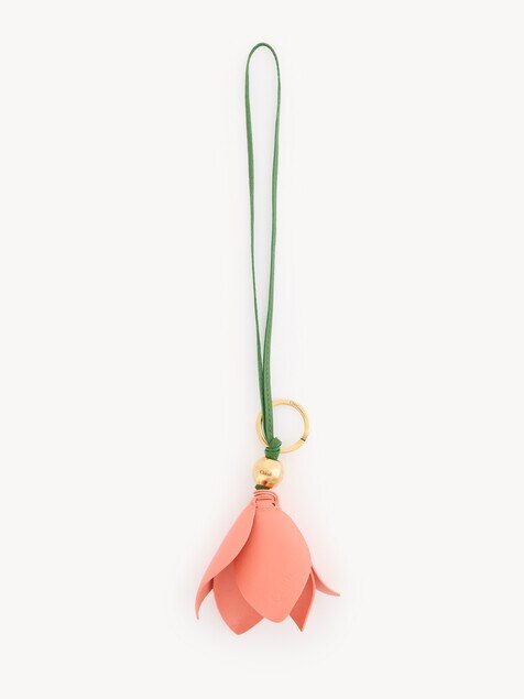 Bijou de sac porte-cl&eacute;s tulipe Chlo&eacute; Symbols en cuir grain&eacute;
