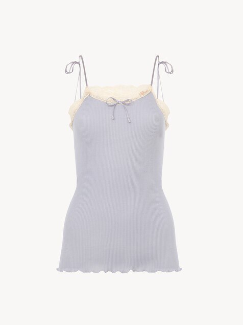 Tanktop aus Baumwolljersey und Spitze mit schmalen Tr&auml;gern