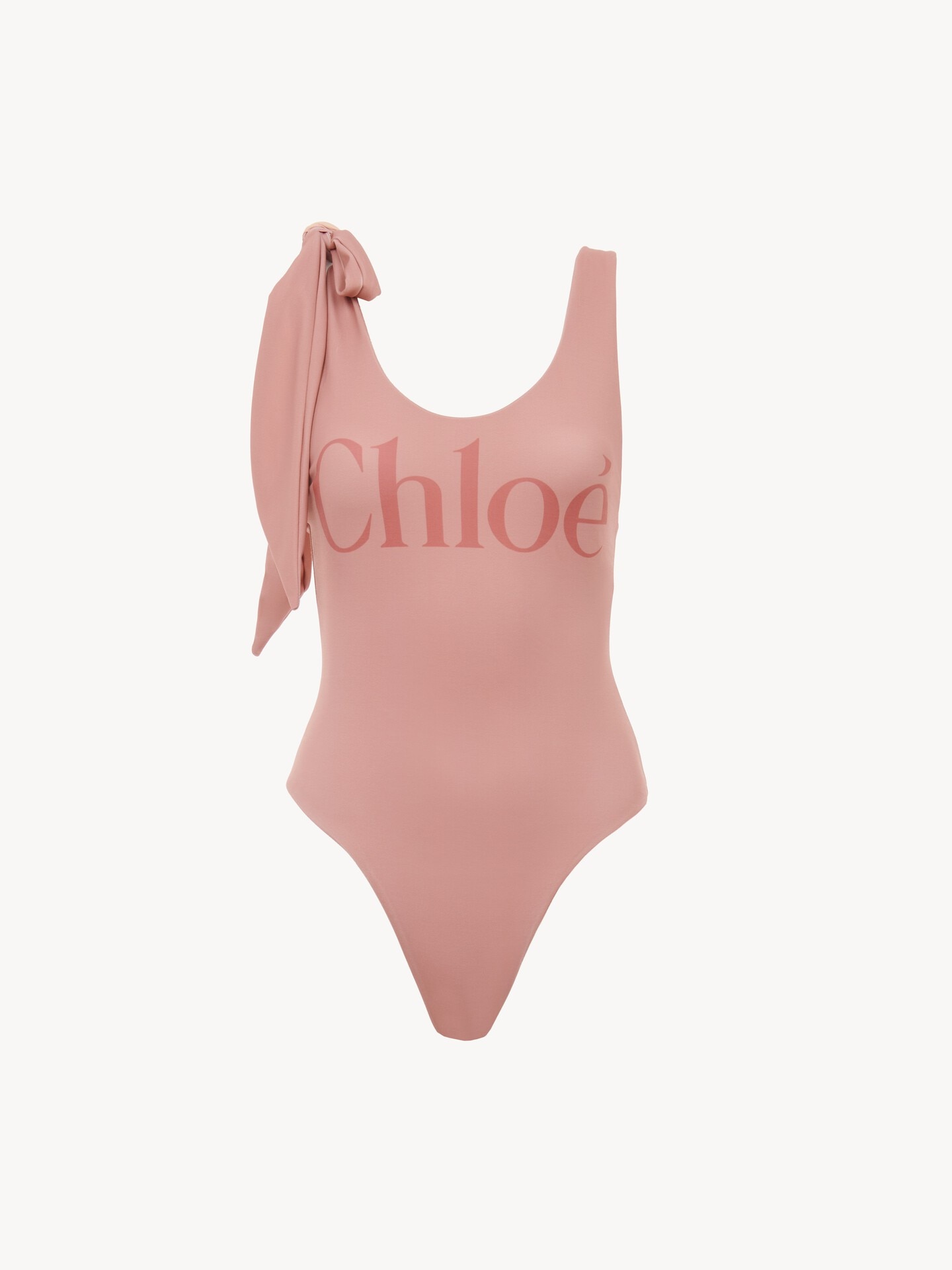 Knotted-strap one-piece logo swimsuit - 1