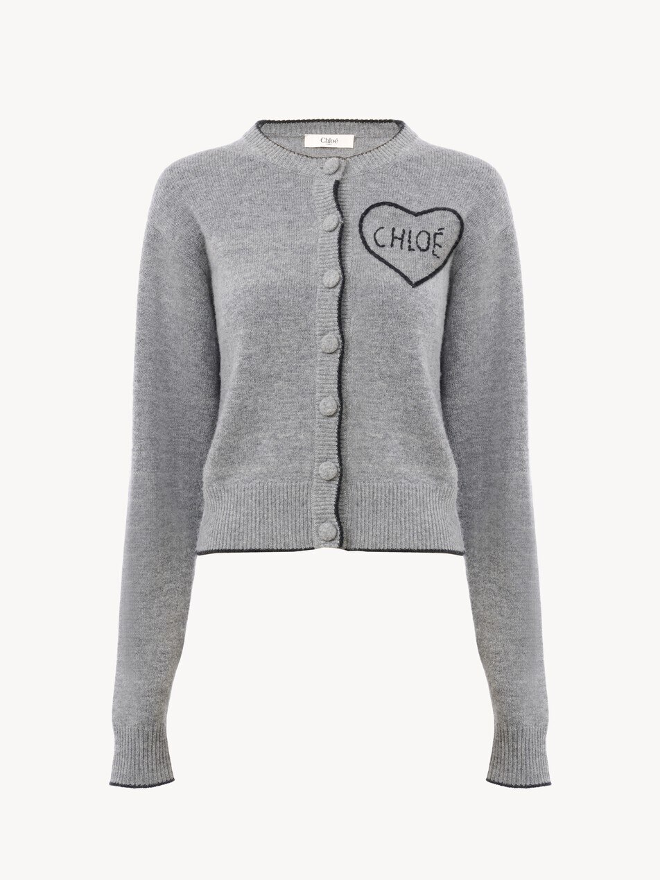 Fitted logo cardigan in a wool & cashmere knit - Packshot