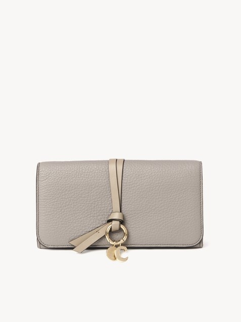 Alphabet wallet with flap in grained leather