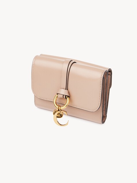 Small Alphabet tri-fold in shiny leather