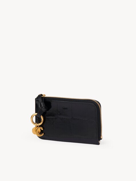 Alphabet wallet in croco-effect leather