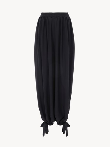 Fluid pleated trousers in cr&ecirc;pe de chine - 2