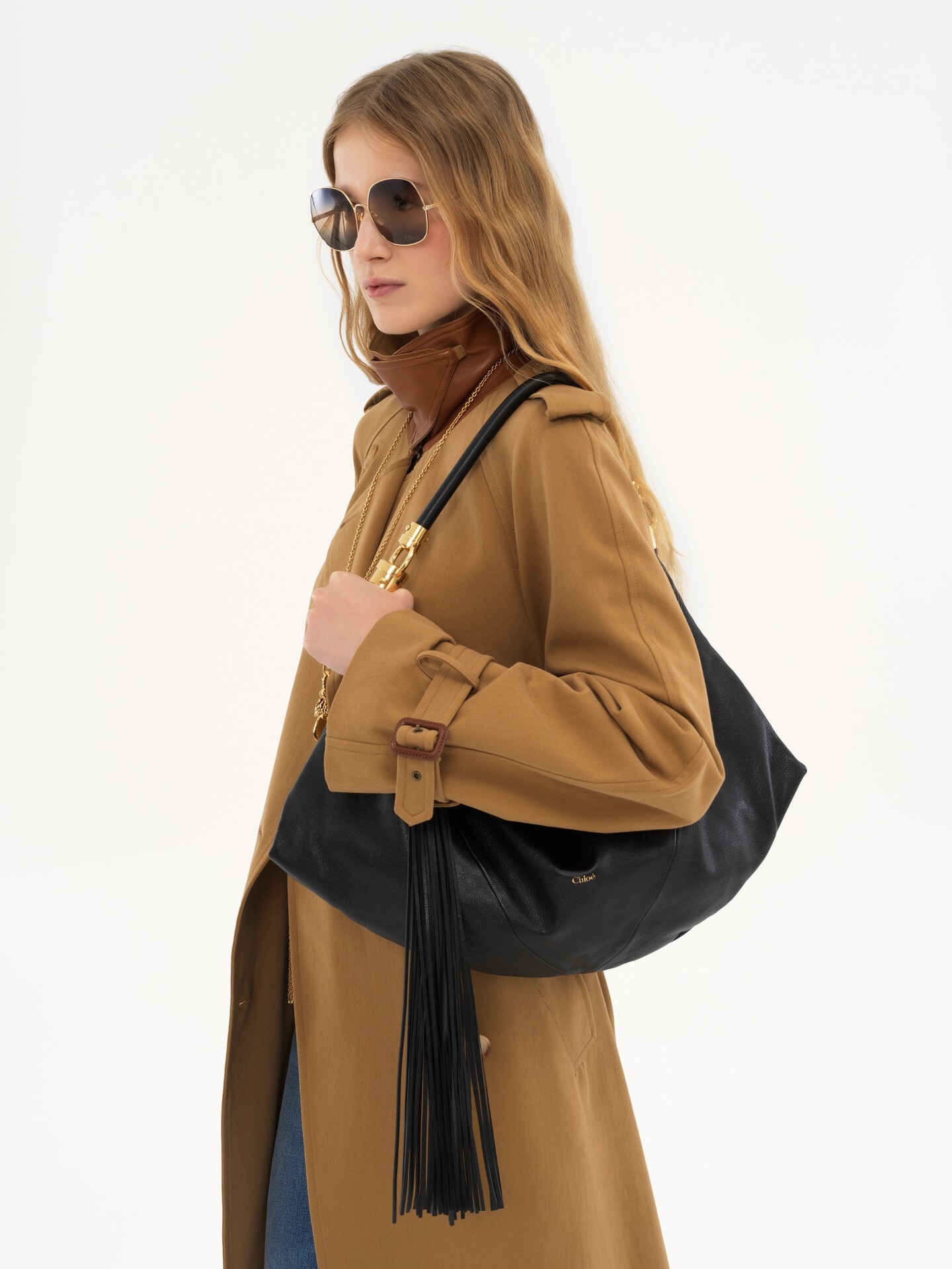 Bolso de hombro Chlo&eacute; Foulard de cuero granulado - 3