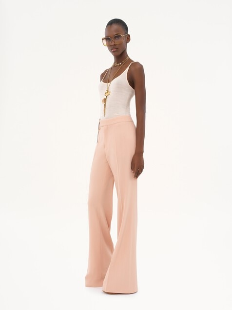 Thin-strap tank top in superfine wool knit 