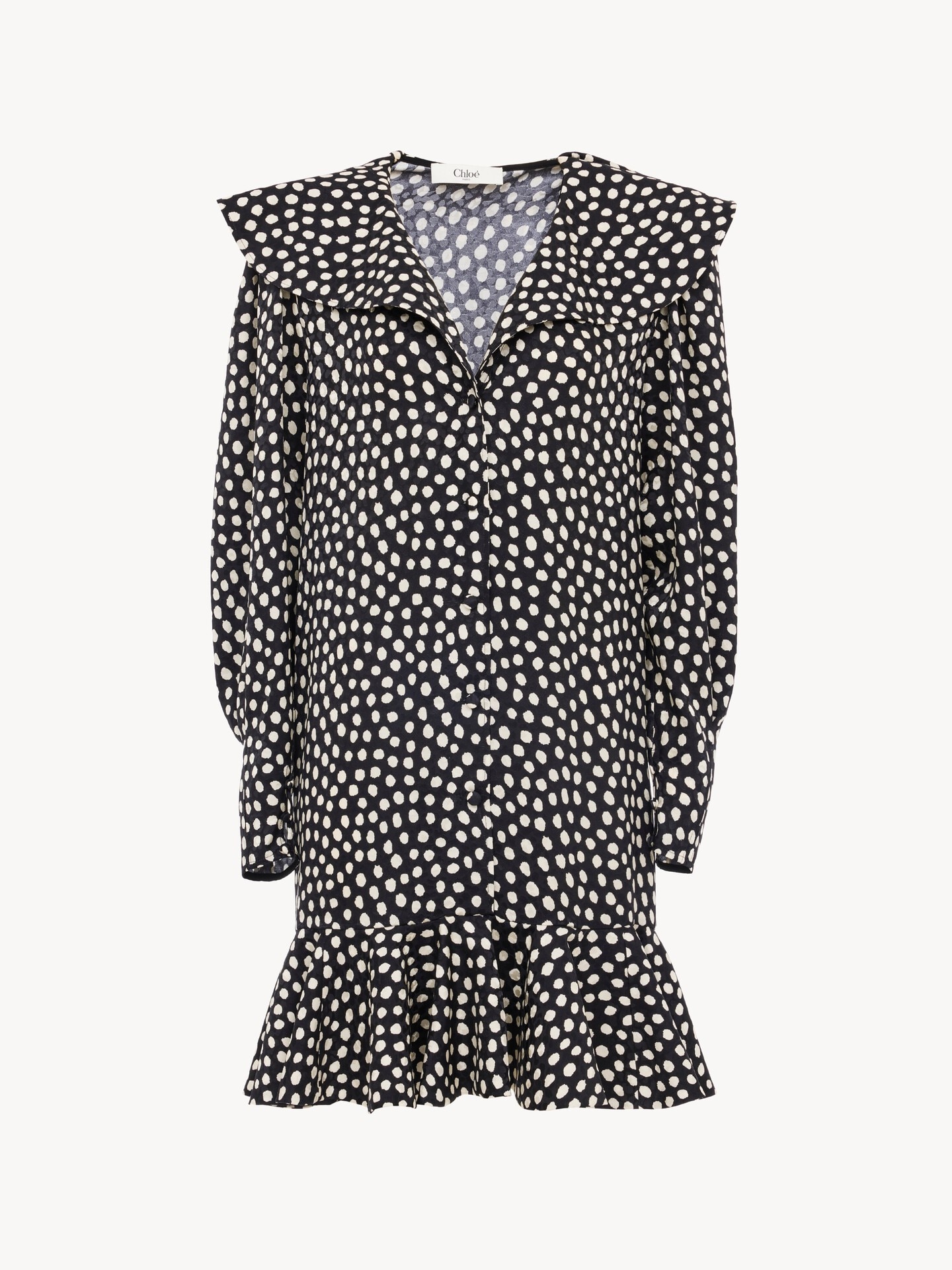 Long-sleeve mini dress in silk jacquard - 2