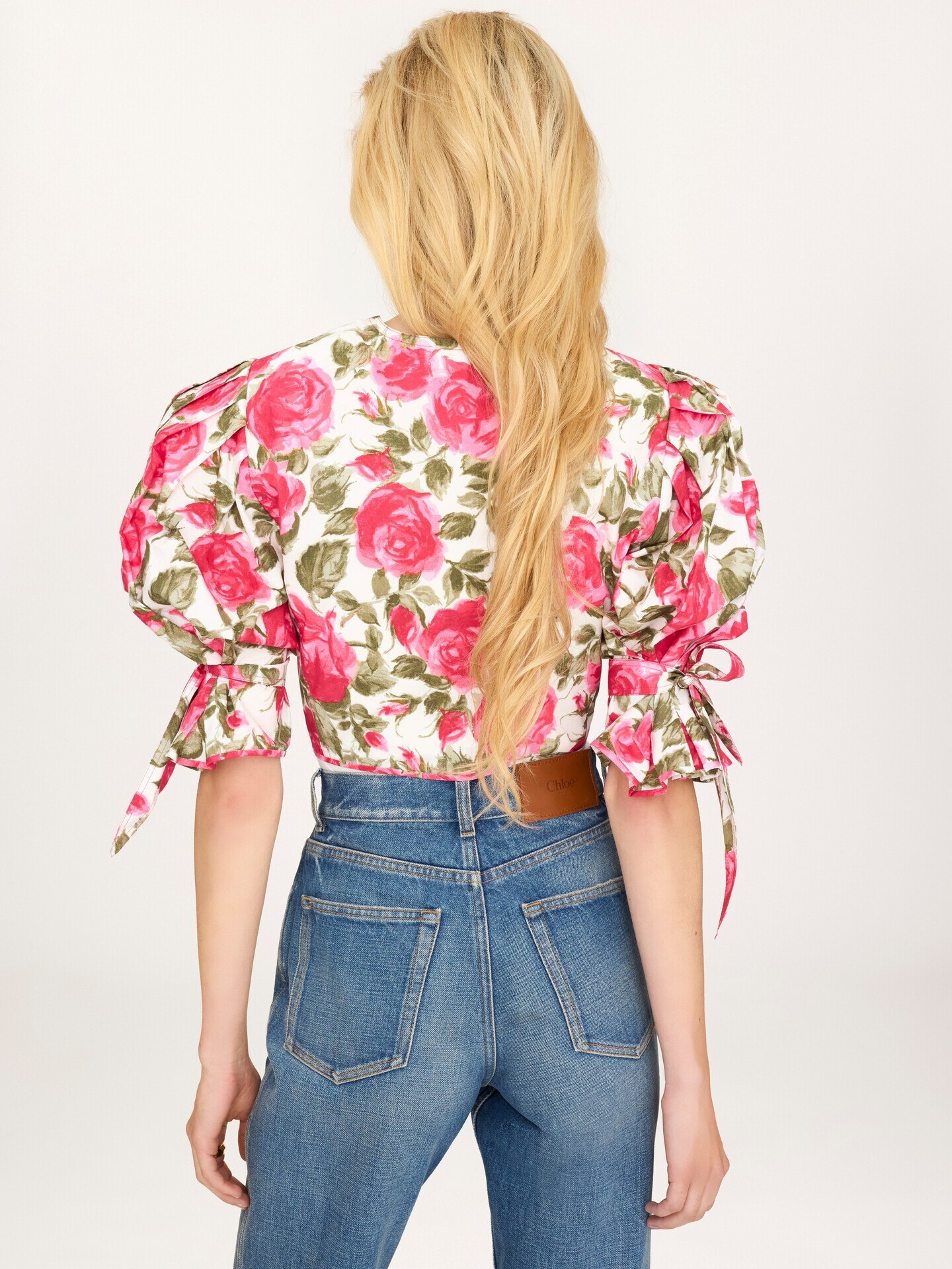 Puff-sleeve cropped top in cotton poplin - 4.0