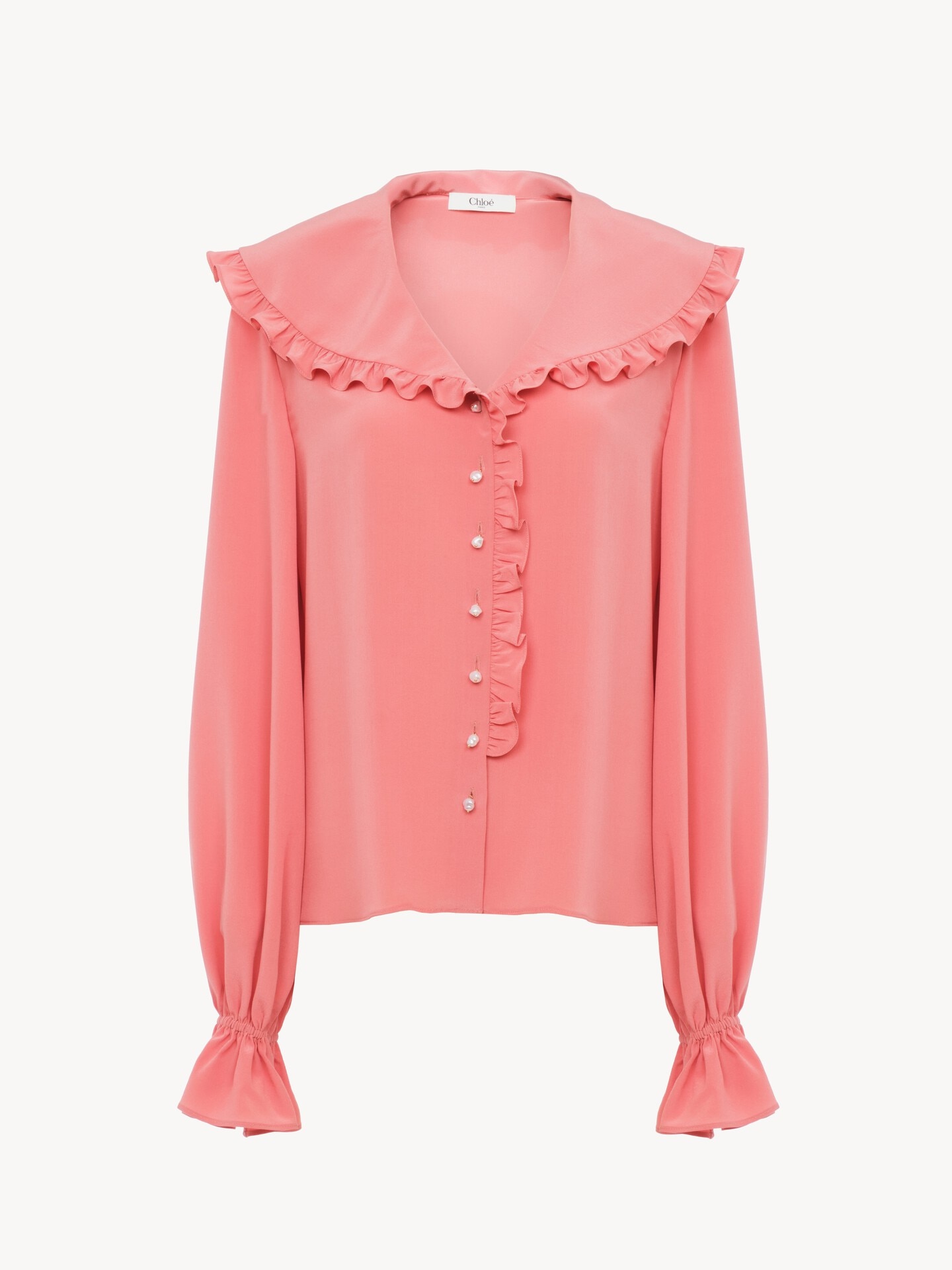 Fluid ruffle blouse in cr&ecirc;pe de chine - 2