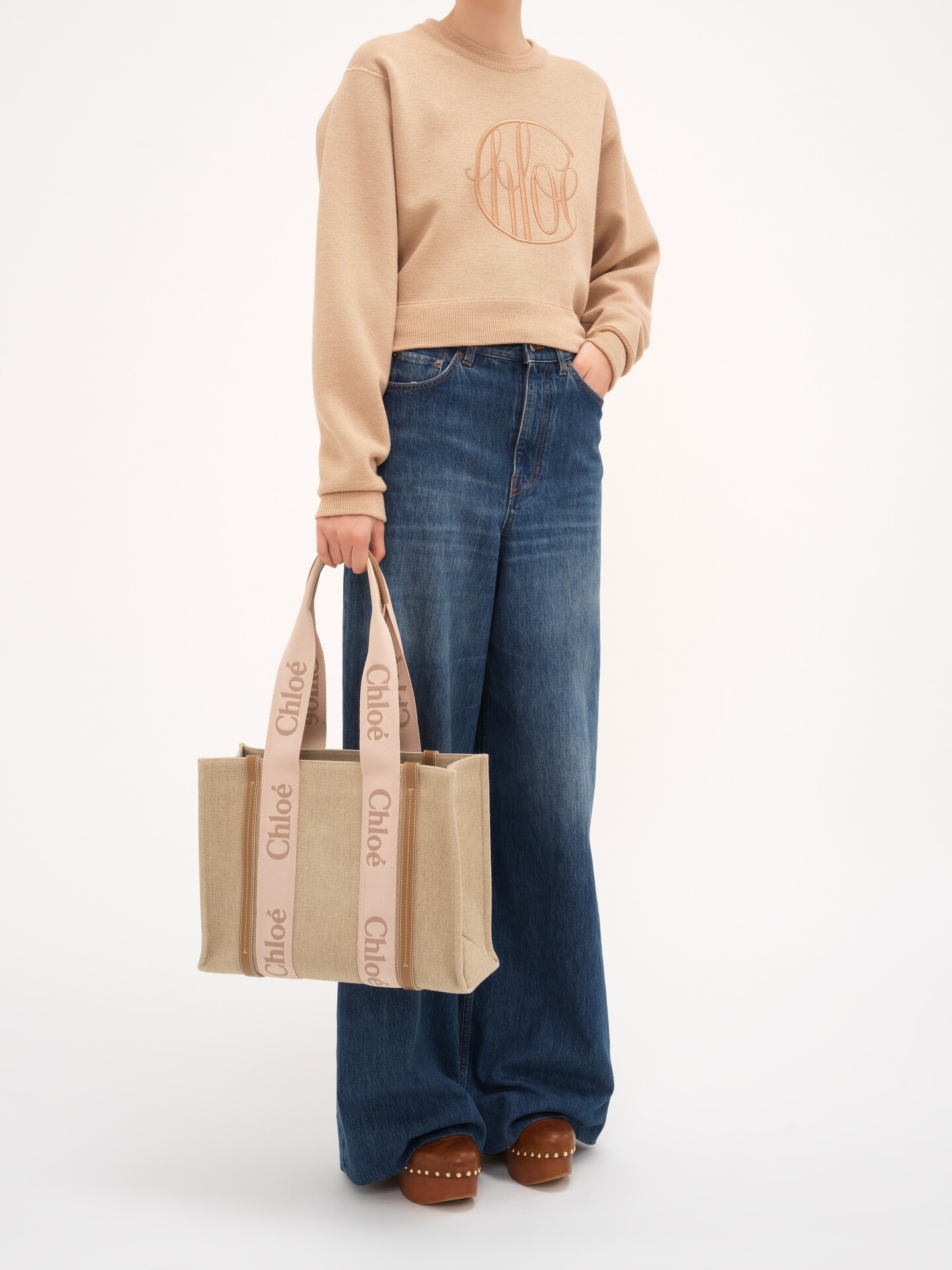 Woody tote bag in linen - 8