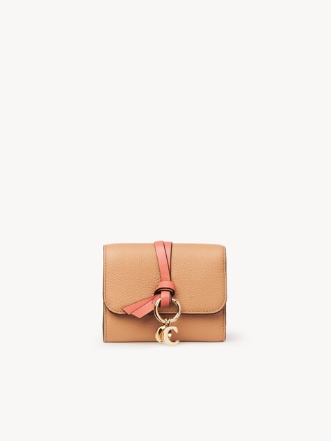 Petit portefeuille &agrave; trois volets Alphabet en cuir grain&eacute;