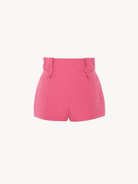 High-rise mini shorts in a linen-cotton mix