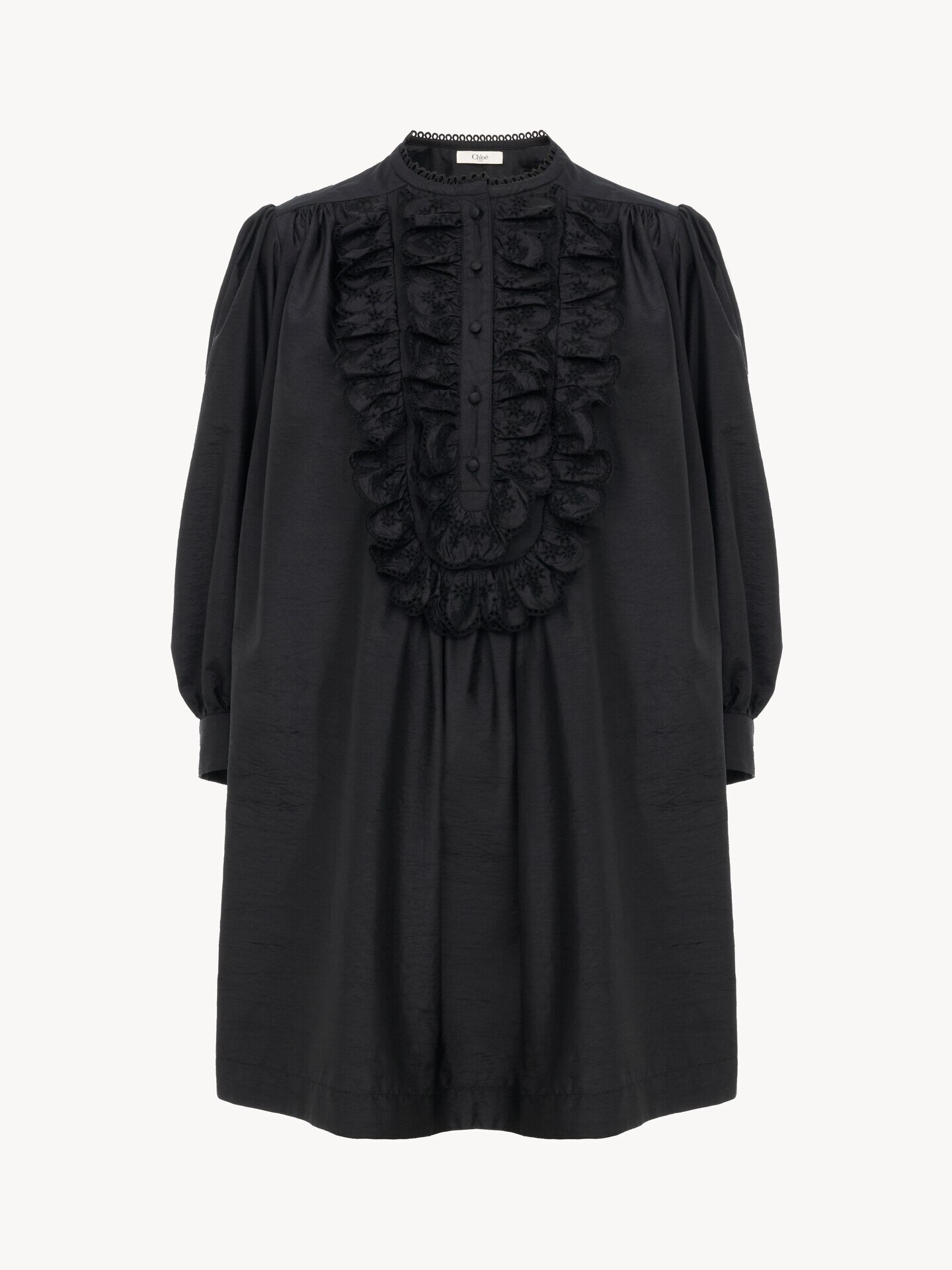 Long-sleeve mini dress in technical taffeta - 2.0