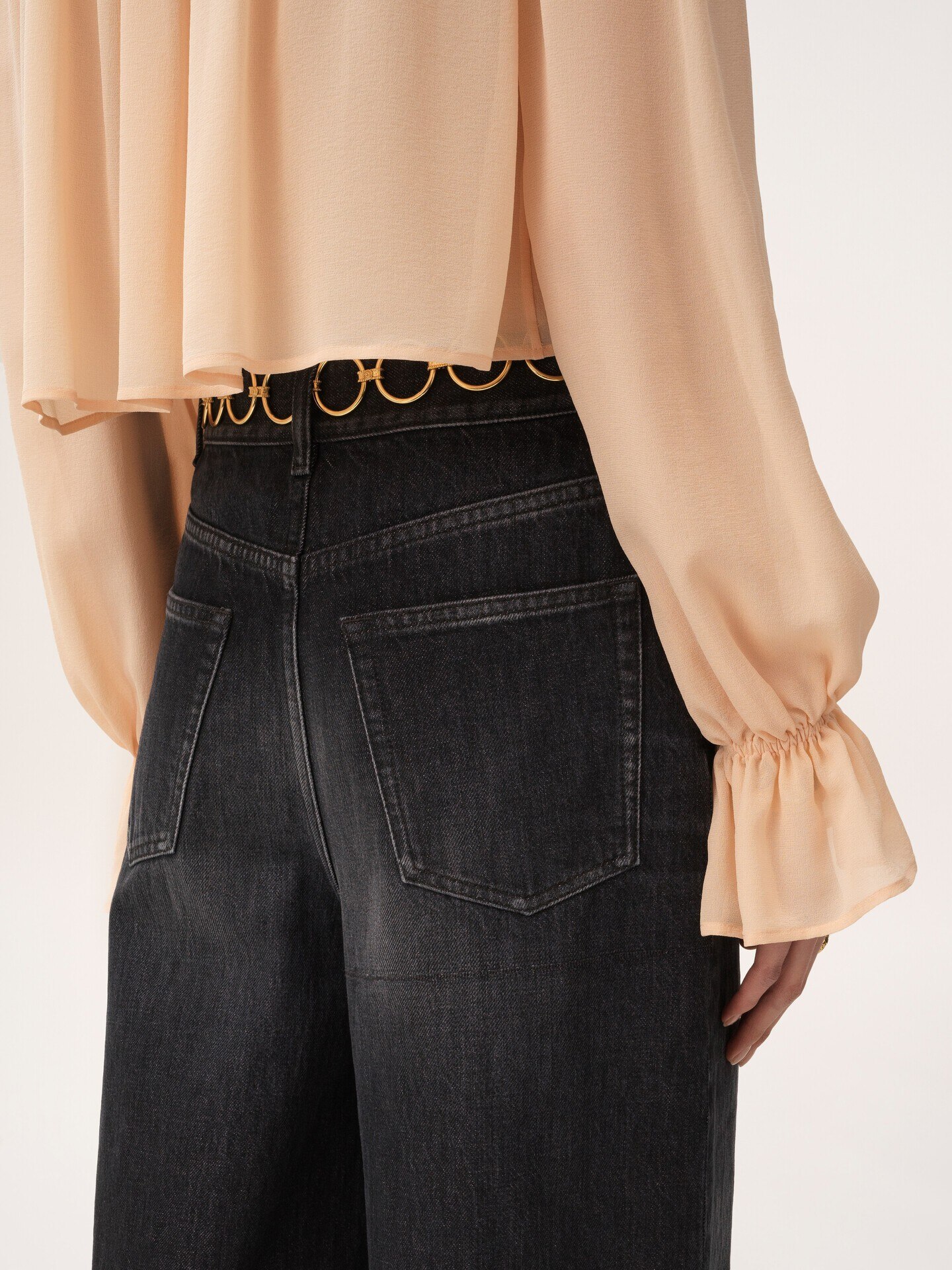 High-rise wide-leg jeans in denim - 8