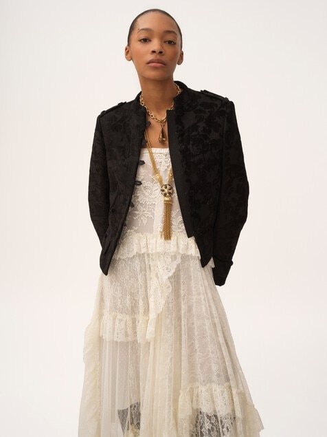 Fitted jacket in floral velvet