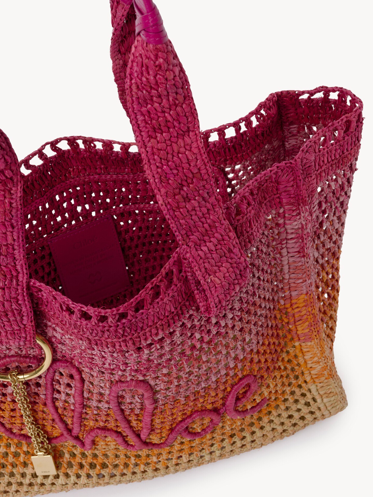 Summer Banana east-west tote bag in raffia - 6