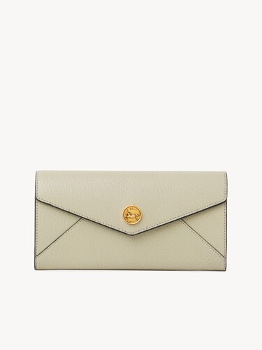 Envelope long wallet with flap in grained leather - 3
