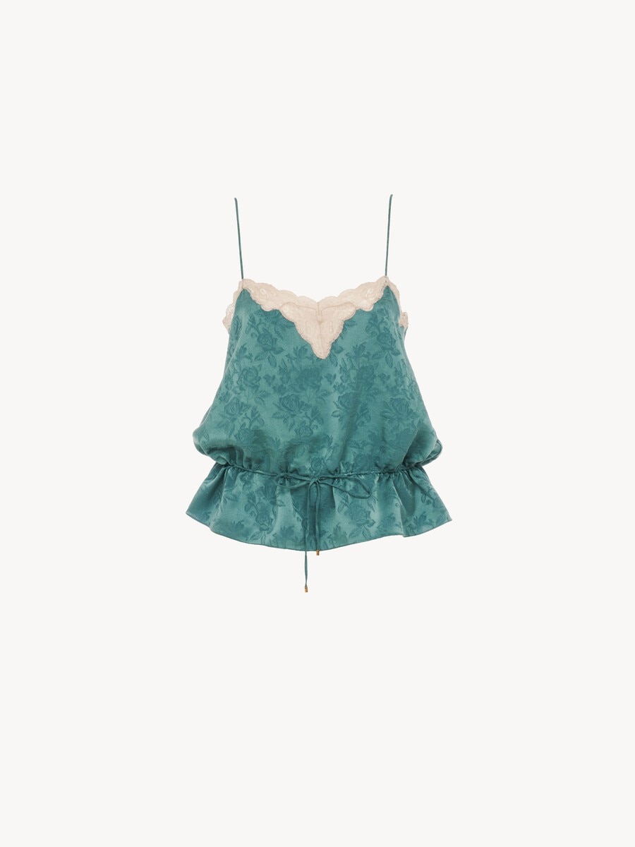 Camisola con cord&oacute;n de jacquard de seda y encaje - 2