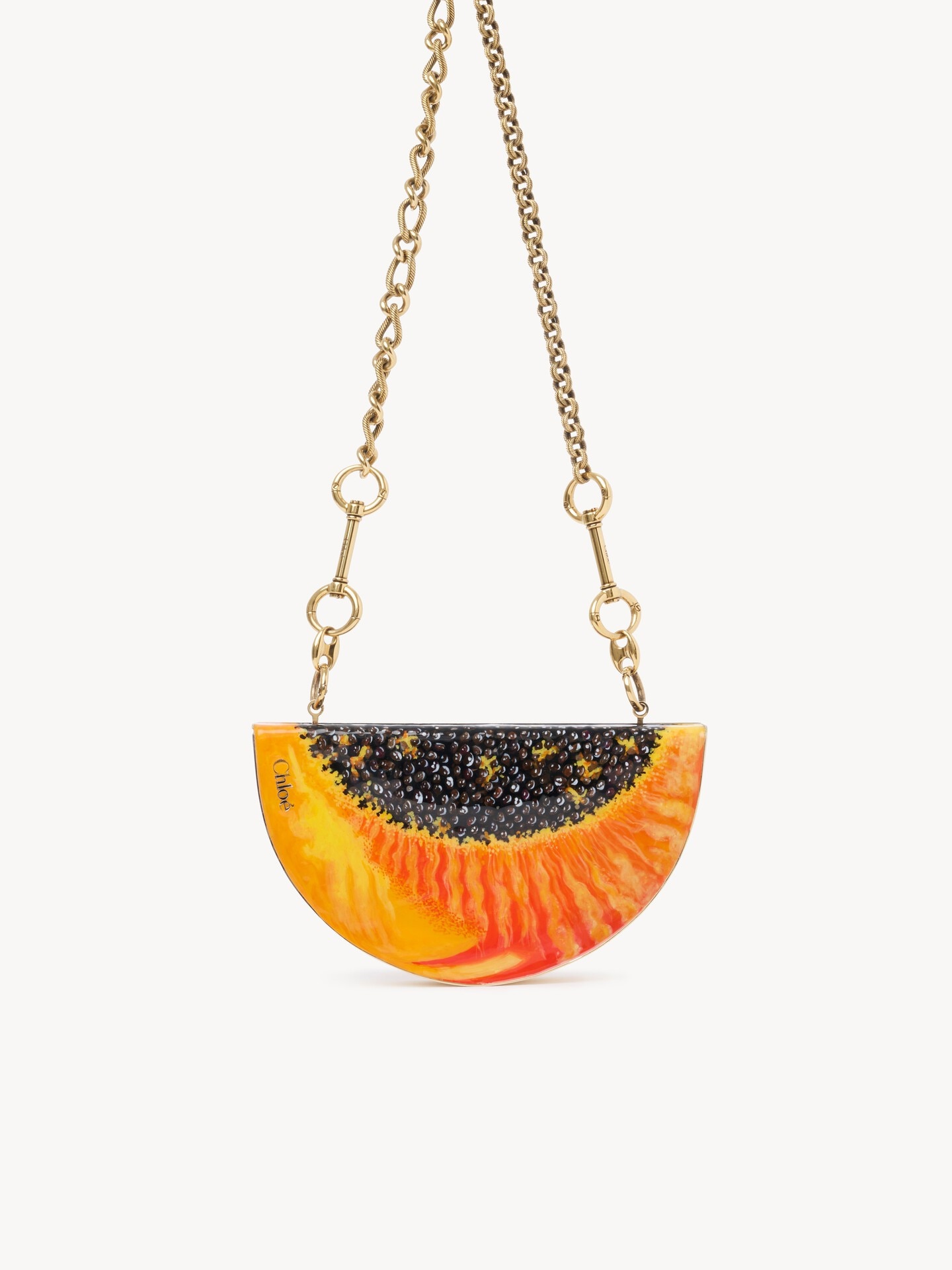 Chlo&eacute; Tropicus papaya minaudi&egrave;re in brass - 4.0