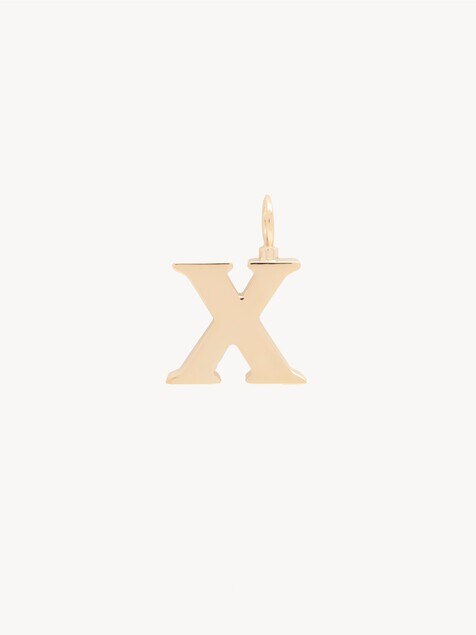 Alphabet letter X charm in brass