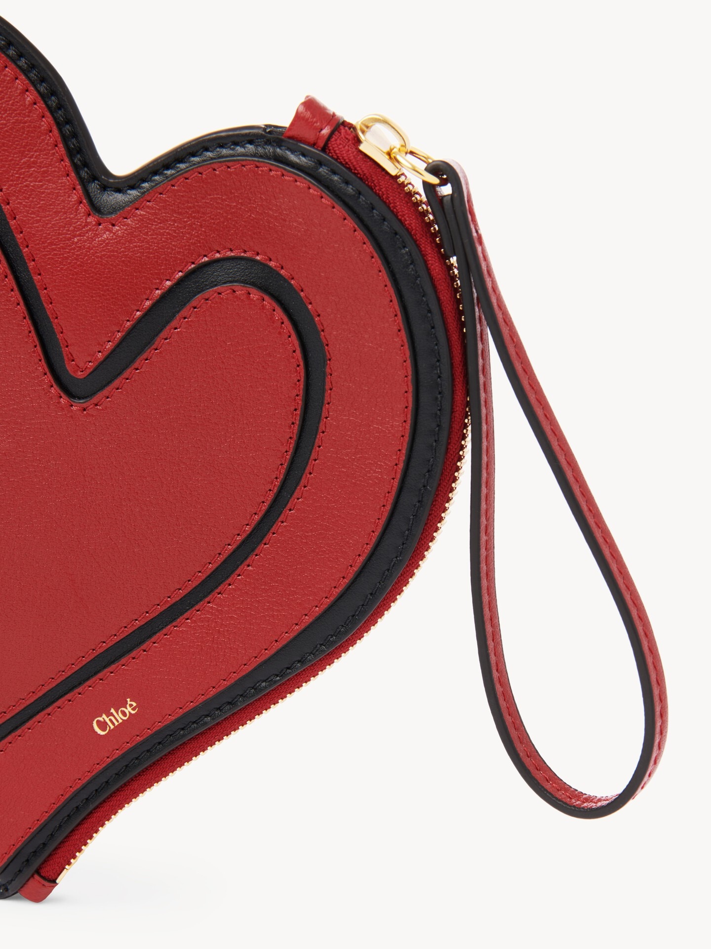 Pochette piatta Chloé Symbols Heart in pelle granata - 6