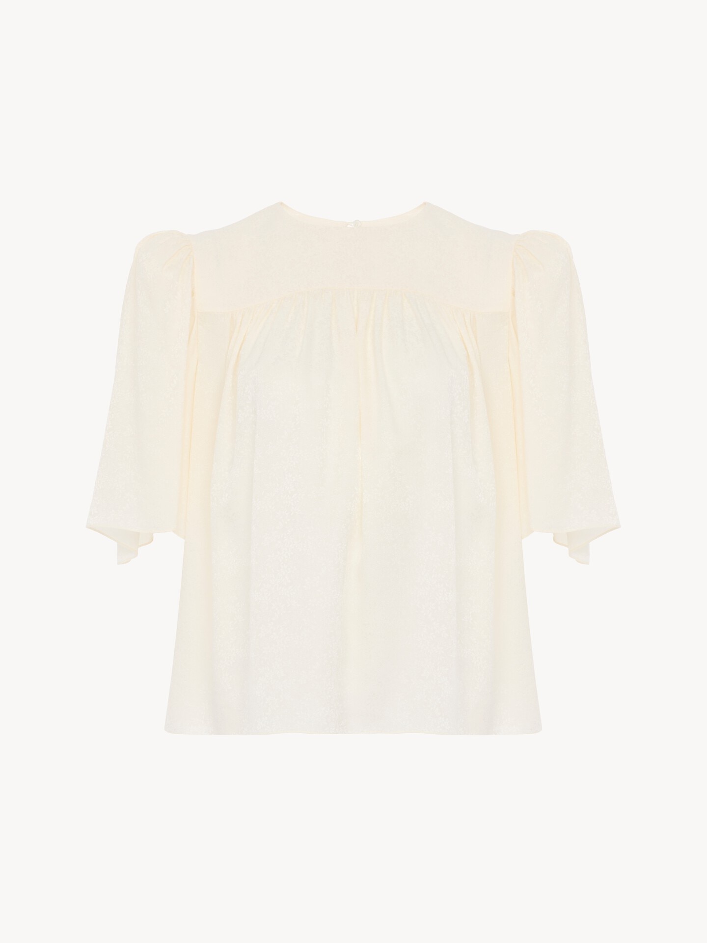 Crew-neck gathered top in silk jacquard - 2