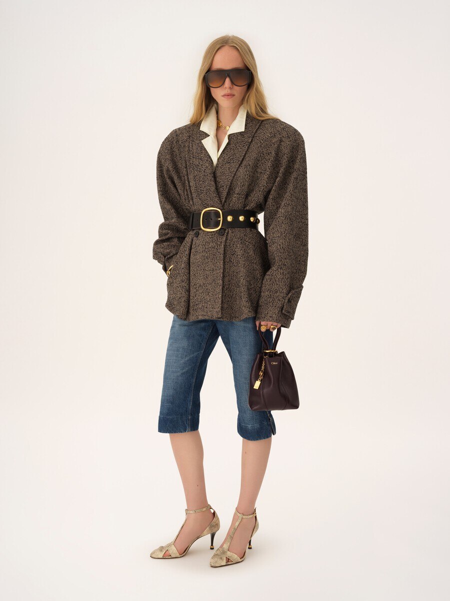 Tote bag Chlo&eacute; Spin piccola in pelle granata - 7