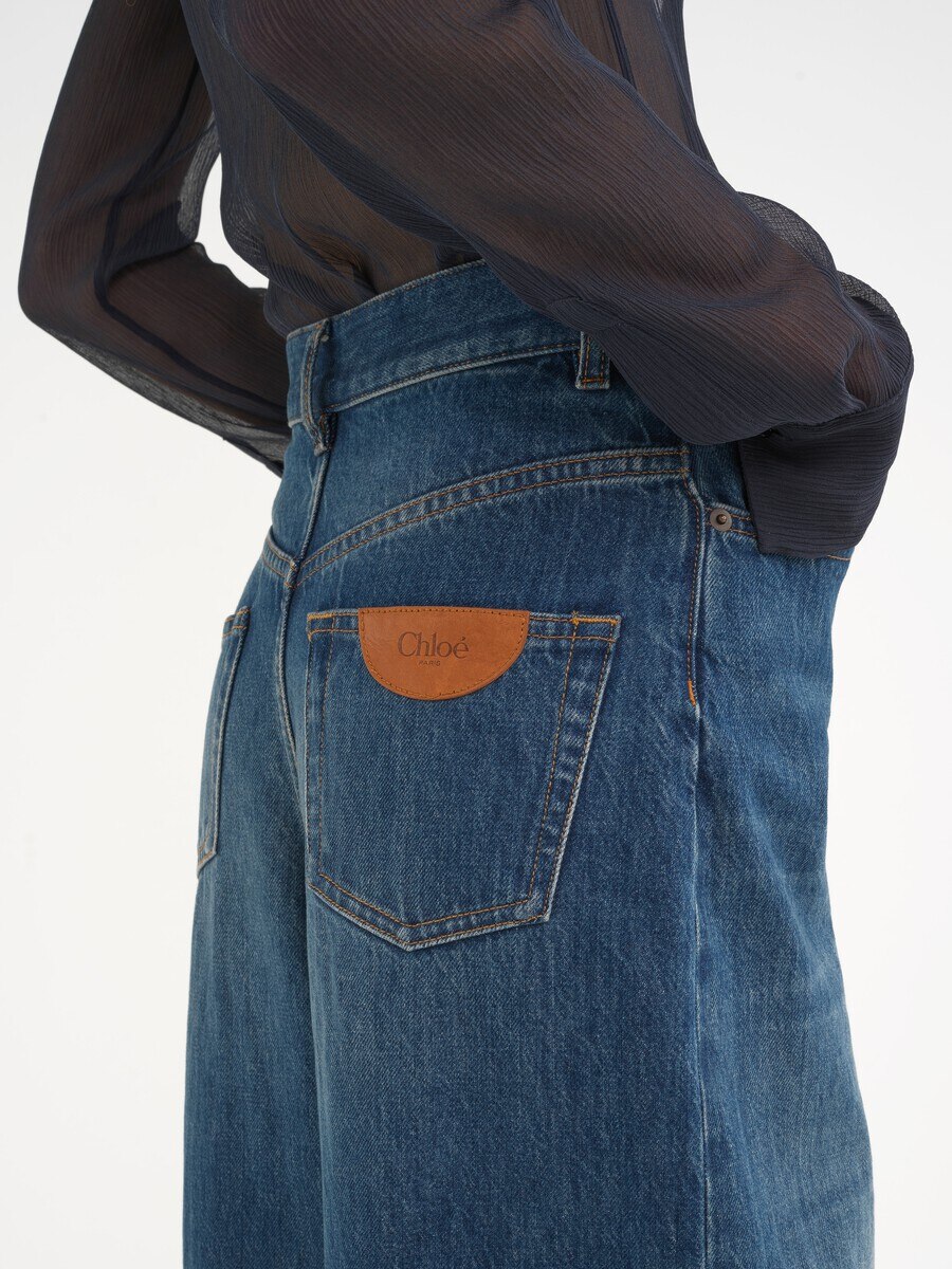 Wide-leg jeans in denim - 8