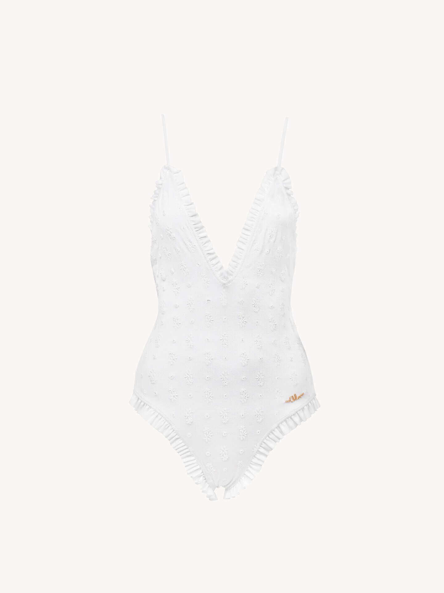 Ruffled V-neck one-piece swimsuit - 1