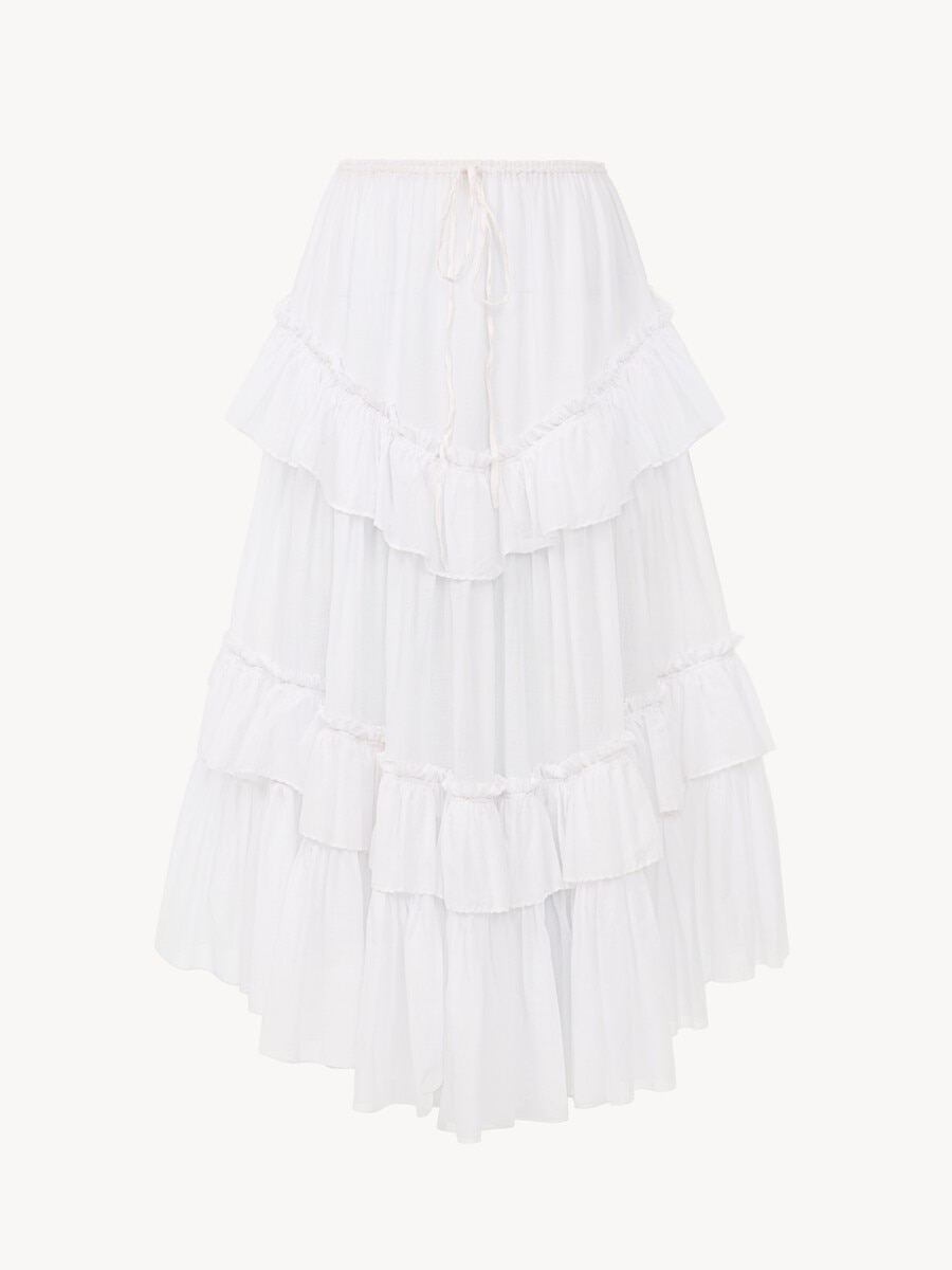 Layered ruffled midi skirt in cotton voile - 2