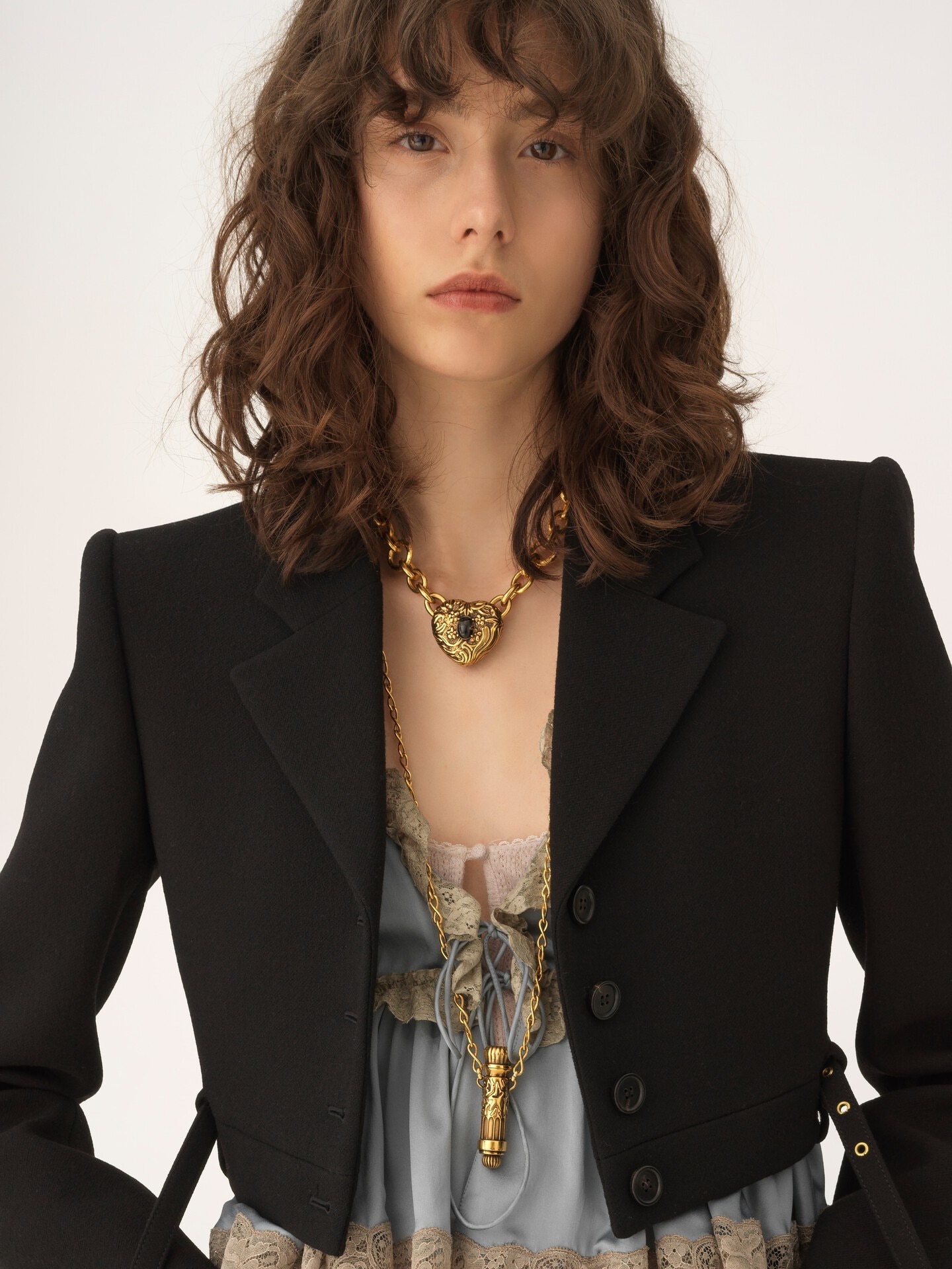 Chaqueta Spencer cropped de cr&ecirc;pe de lana - 7