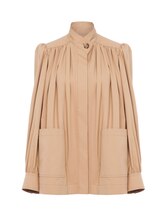 High-neck gathered jacket in cotton gabardine Soft Tan - Chloé