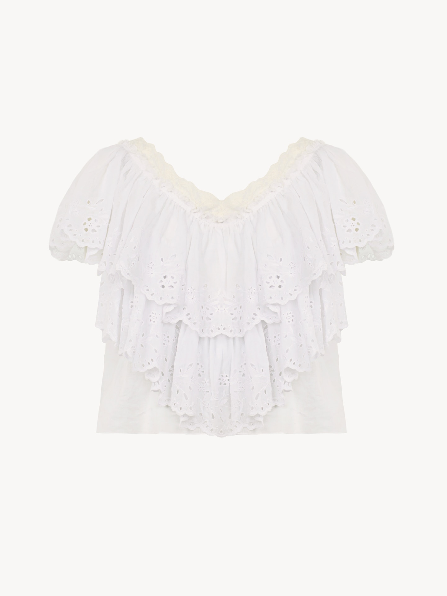 Layered ruffled midi skirt in cotton voile - 1