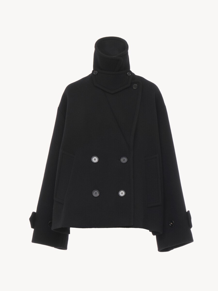 Oversized short coat in wool - 1