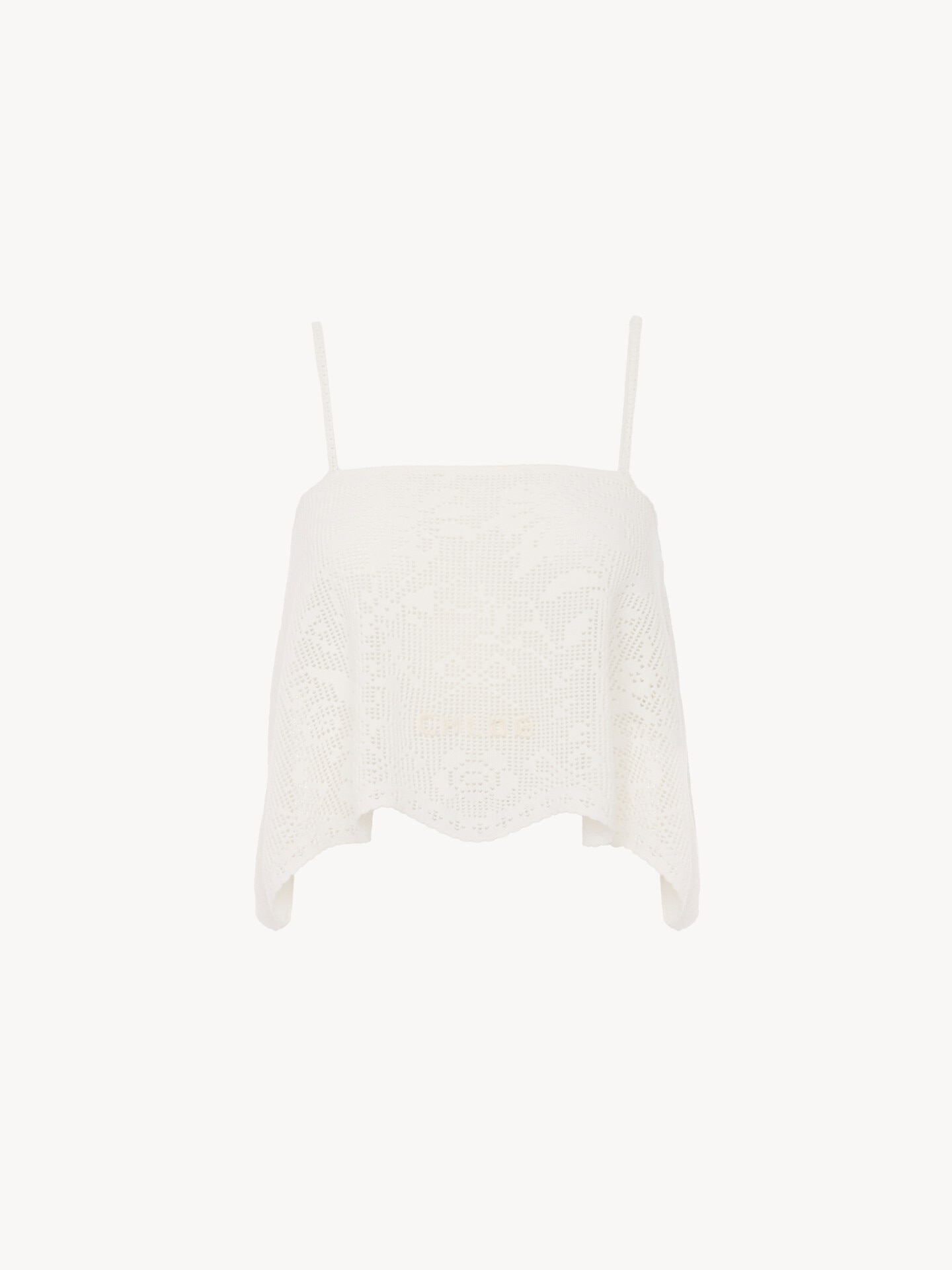 Thin-strap cropped top in a cotton knit - 2.0