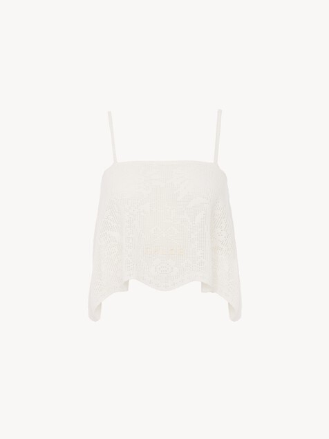 Thin-strap cropped top in a cotton knit