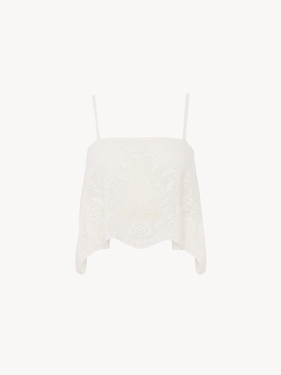 Thin-strap cropped top in a cotton knit - 2