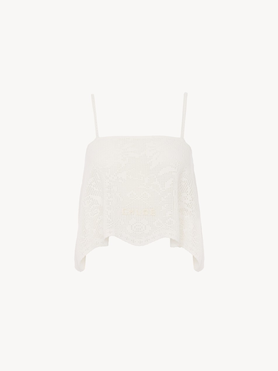 Thin-strap cropped top in a cotton knit - Packshot