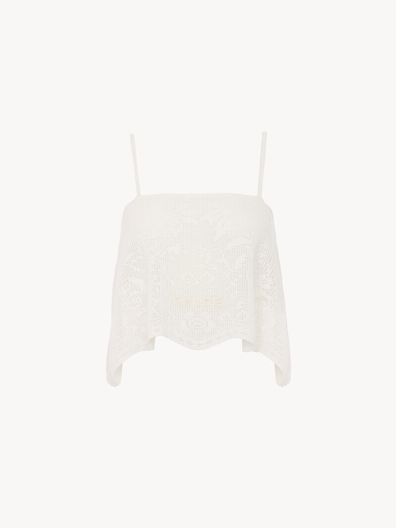 Thin-strap cropped top in a cotton knit by Chloé