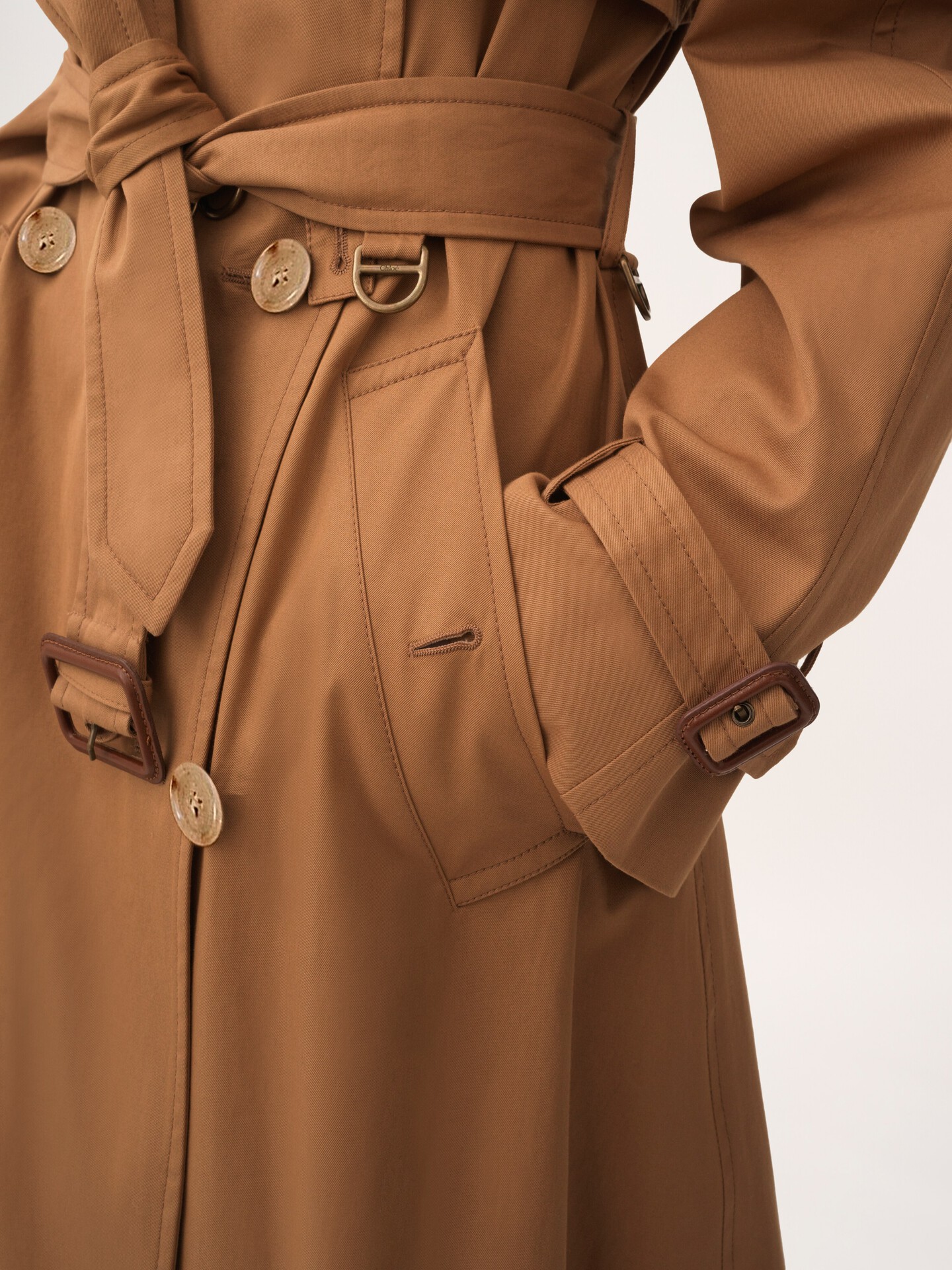 Long trench coat in cotton gabardine - 7