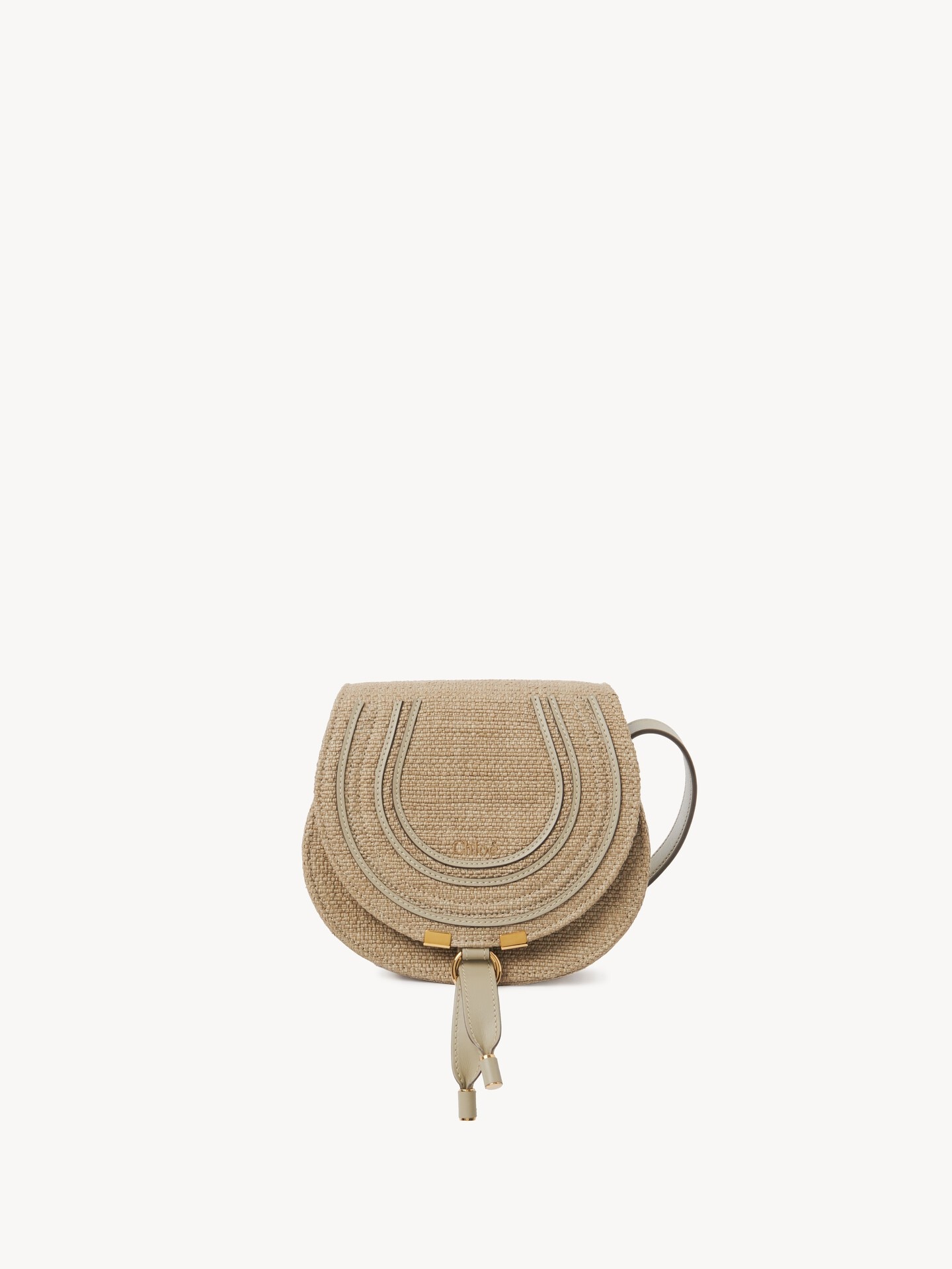 Small Marcie saddle bag in raffia-effect fibers - 1
