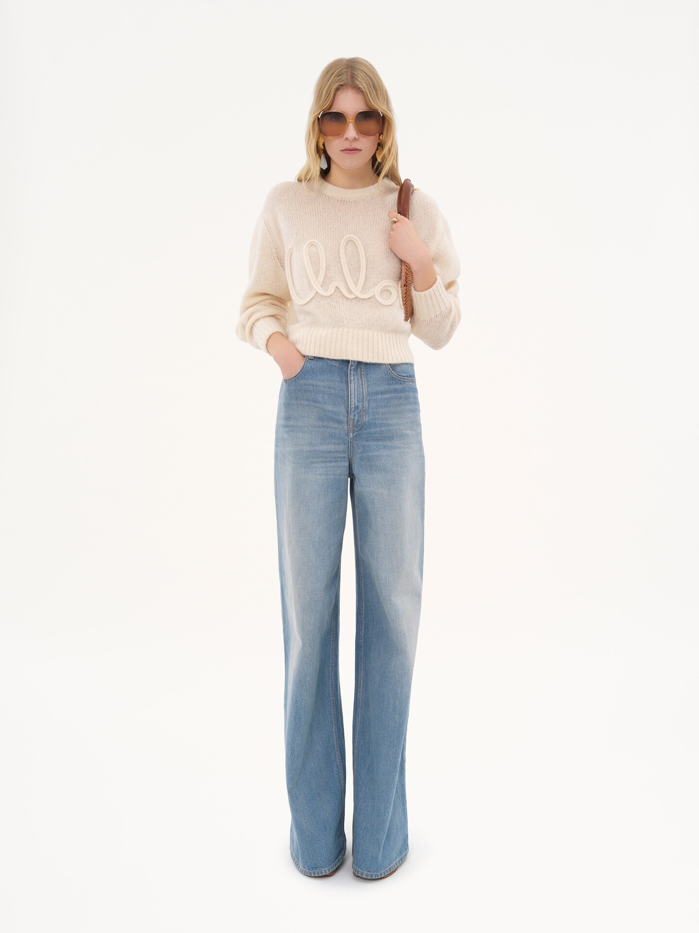 Logo sweater in alpaca wool & silk knit - 3