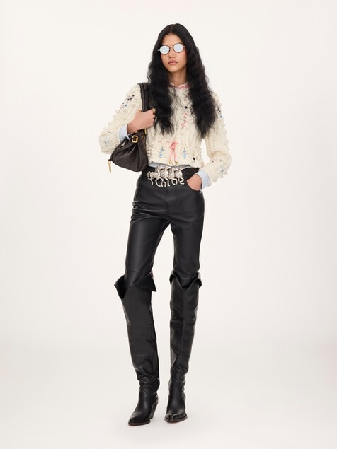 Slim pants in leather